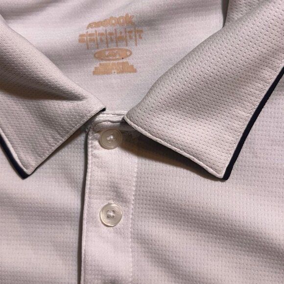 Reebok Men Large Play Dry White Black Golf‎ Short Sleeve 3 Button Polo Shirt (W) - Picture 5 of 8